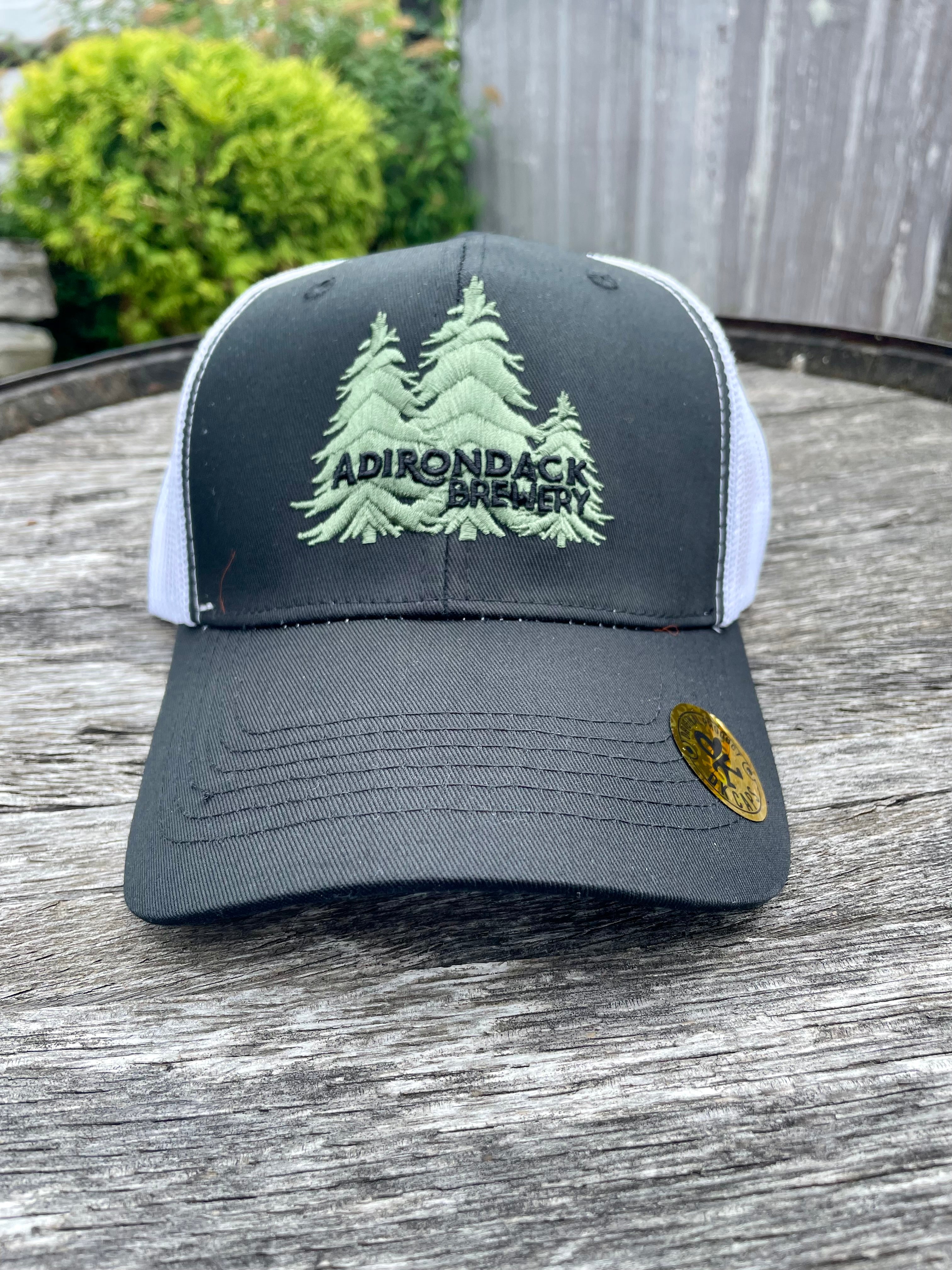 Black/white embroidered trees logo hat – Adirondack Brewery